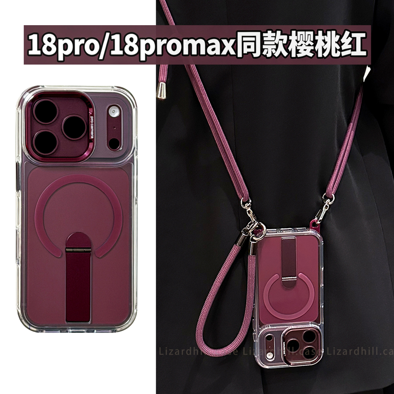 Burgundy Wine Red Is Suitable for Apple 18Promax Phone Case 18Pro New Model for Men and Women Iphone17Pro Transparent Magnetic Stand 17Promax Crossbody Strap Lanyard Cherry Red Super Beautiful Burgundy Wine Red Is Suitable for Apple 18Promax Phone Case 18Pro New Model for Men and Women Iphone17Pro Transparent Magnetic Stand 17Promax Crossbody Strap Lanyard Cherry Red Super Beautiful