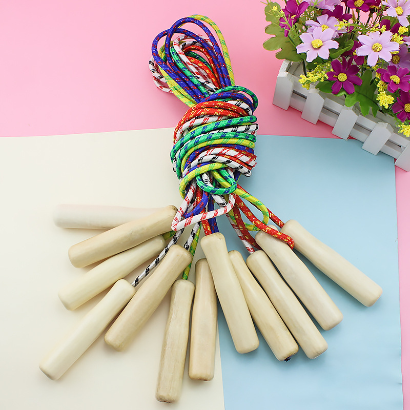 Wood Handle Jump Rope Children Elementary School Special Kindergarten Exercise Body Middle School Students Counting Jump Rope Fitness and Men's and Men's Sport 