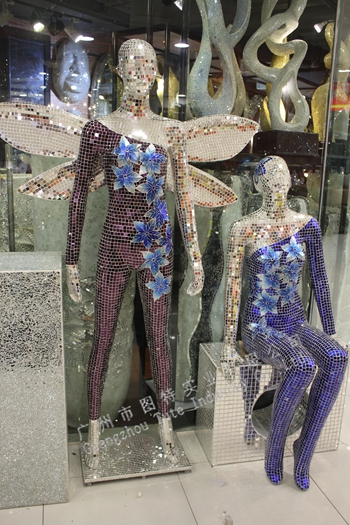 Mosaic glass winged angel beauty model Hotel KTV character style decoration, contact the merchant CH-1076