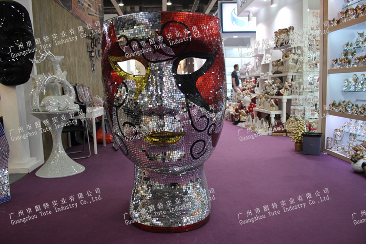 Southeast Asian modern style Abstract glass mosaic face mask chair Home Furnishing decoration1