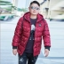 Mùa đông cỡ lớn quần áo cotton nam ngắn đoạn cộng với phân bón tăng áo bông dày trùm đầu áo khoác cotton chất béo áo khoác thể thao thủy triều áo khoác jean nam Bông