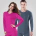 Quần áo cotton màu đỏ mùa thu quần dài mùa thu và mùa đông mỏng nam và nữ áo len cotton 100% cotton cơ bản bộ đồ lót nhiệt
