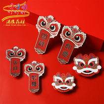 Lion wake card hanging card card New Year classical floral ornaments accessories New Year decorative flower box red festive card