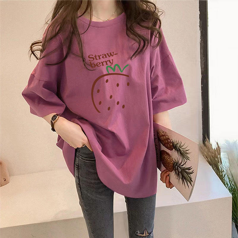Женская хлопковая футболка с короткими рукавами весом 300 кг Fat mm plus fat plus size 2026, летняя свободная модель топа большого размера, уменьшающая возраст.