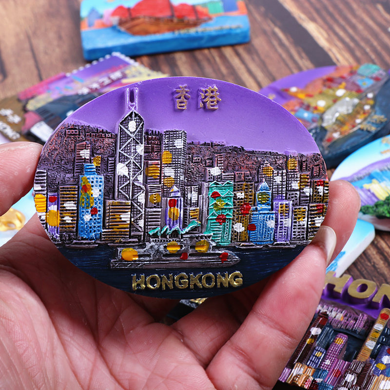 Hong Kong refrigerator stickers travel creative magnetic stickers local characteristic landmarks three-dimensional relief Bauhinia