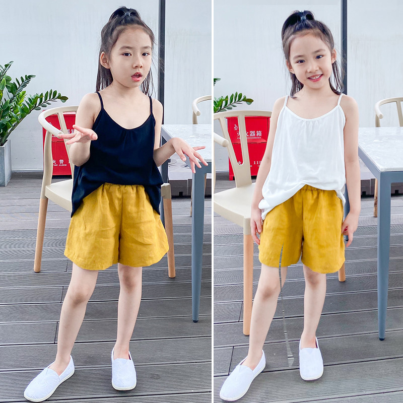 Shi Nian original girl cotton and linen camisole short skirt suspender skirt casual comfortable soft children's baby