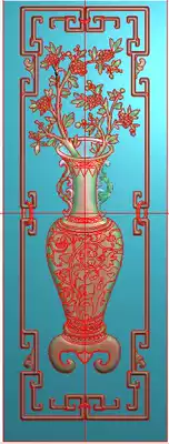 Vase landscape carving decoration carving figure high-end home wood carving decoration