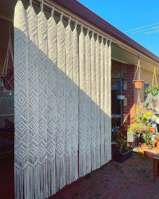 Simple Woven Tapestry to Block Light, Dense Cotton Rope Door Curtain for Guesthouse Rooms, Handmade Solid Color Wall Hanging for Living Room Decoration