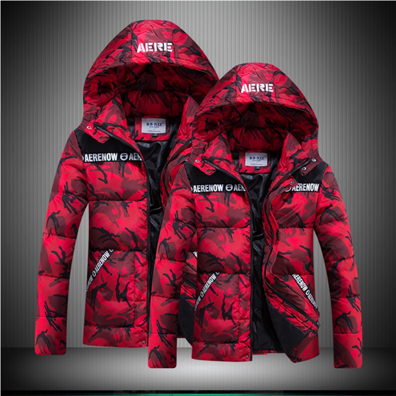 New down Cotton Jacket for Men and Women, Winter Clothing for Couples, Youth Hooded Thickened Camouflage Jacket, Trendy Large Size Cotton Coat