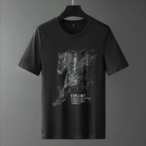 Mercerized cotton short sleeve T-shirt men ins Tide brand casual fashion slim high-end hot Diamond Horse Mens white half sleeve shirt