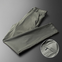 Ice silk thin casual pants mens straight summer loose high-end fashion business high-end hanging mens trousers