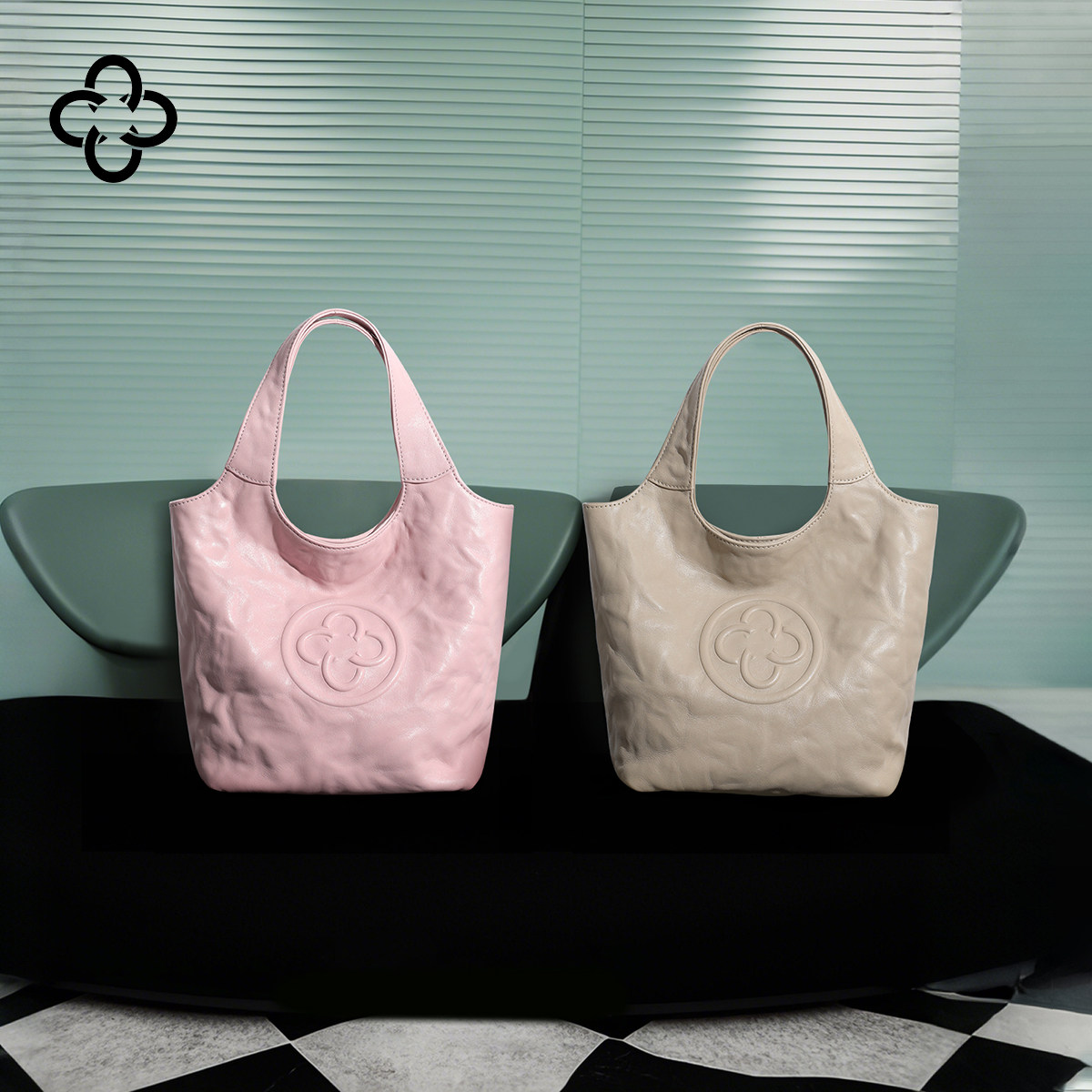 CASSILE Small Basket Bag, Sakura Pink Vegetable-Tanned Cowhide Pleated Handbag Shoulder Crossbody Bag, Xu Yiyang Style - Thumbnail 2