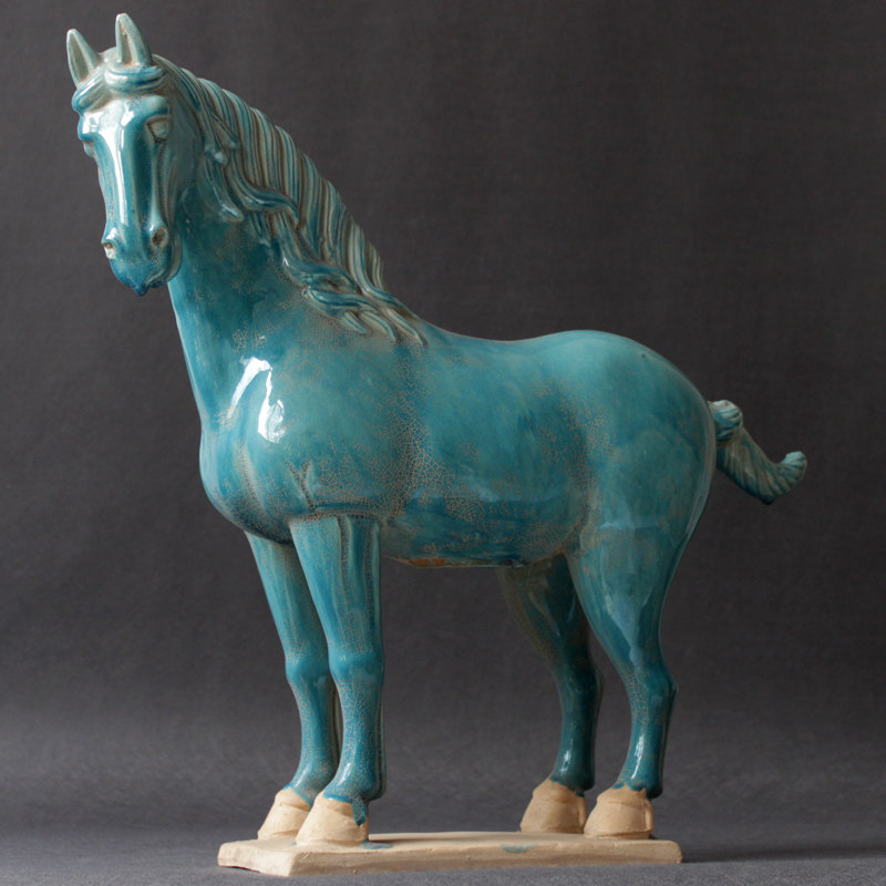 Ceramic Horse Swing Piece Tang 3color Blue Horse Craft Architecture Living Room Decorating Hotel Creative Swing Gift