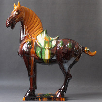 Tang Sancai Horse Ceramics Horse Pendulum Pieces Home Living Room Decoration Gift Crafts Horse to Success Wangchaeen Water