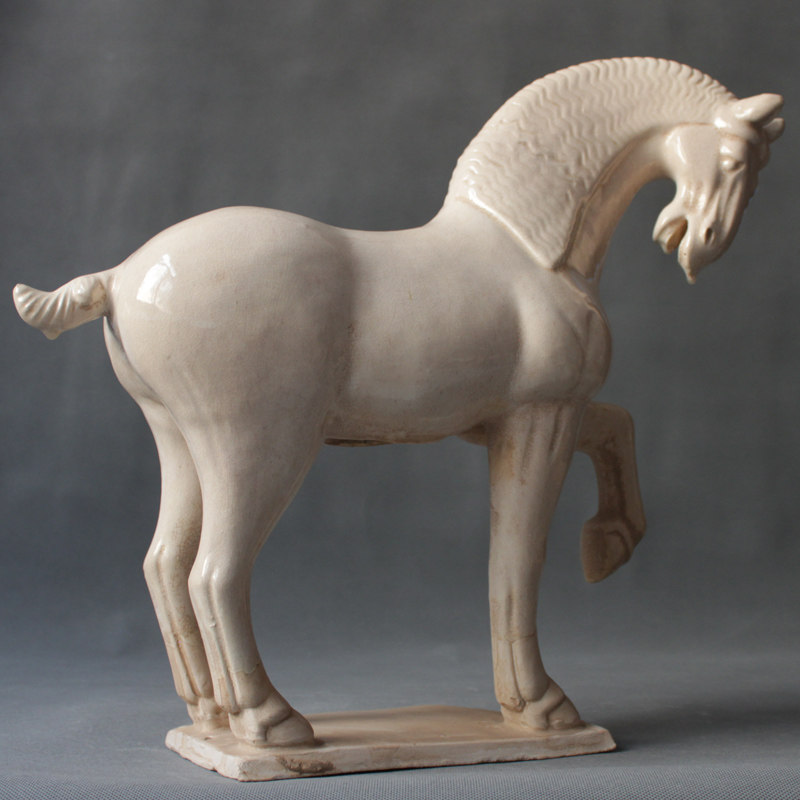Ceramic Horse Ornament Tang Sancai Antique White Horse Interior Home Decoration Living Room Office Desktop Ornament Collection