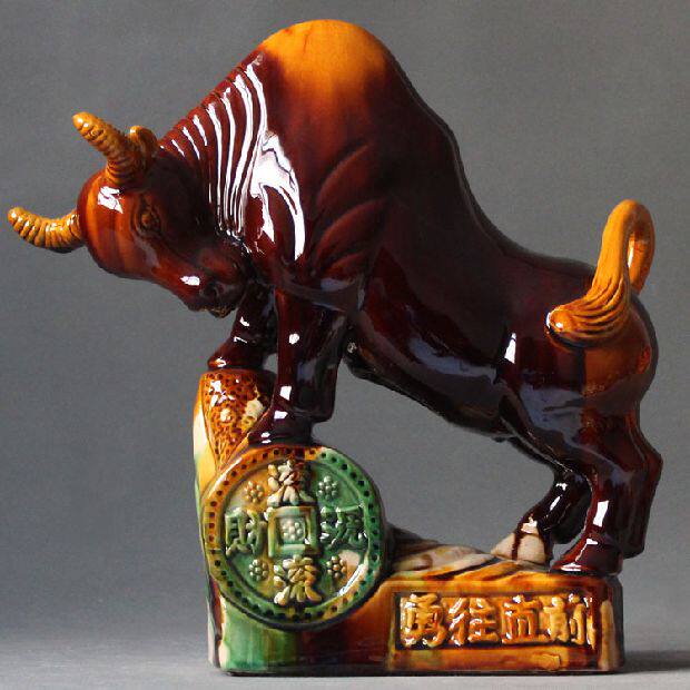 Tang Sancai Bull Swing Piece Money Bull Ceramics Handiwork Swing Piece Home Residence Ornament Decorative Pendulum of Transit Bull Gift 
