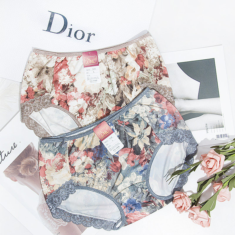 South Korean IMC lingerie underwear female mid waist pure cotton bottom gear large size comfortable and breathable triangle pants head