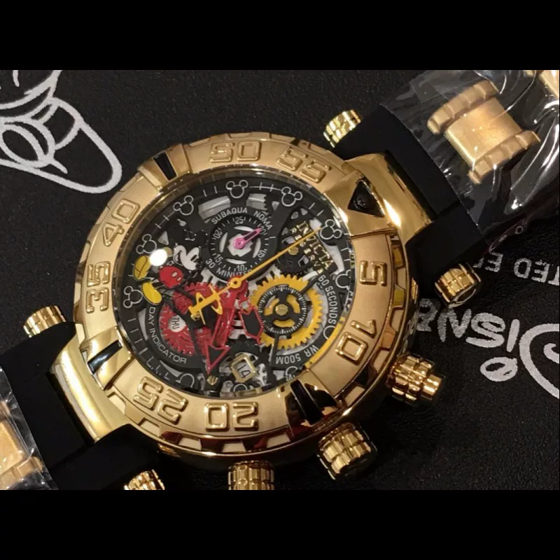 Американская покупка настоящего Invicta Invicta ко-брендированное Disney Мыши Мышь Золотые Мужчины и Часы 22737