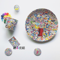 Takashi Murakami x Doraemon Jingle Cat Sun Flower Limited gold and silver painted dinner plate Mug made in Japan