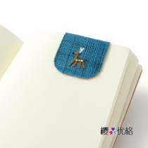 Nakagawa Mas Seven Deer family White deer linen brocade Magnet Bookmark Holder(made in Japan)