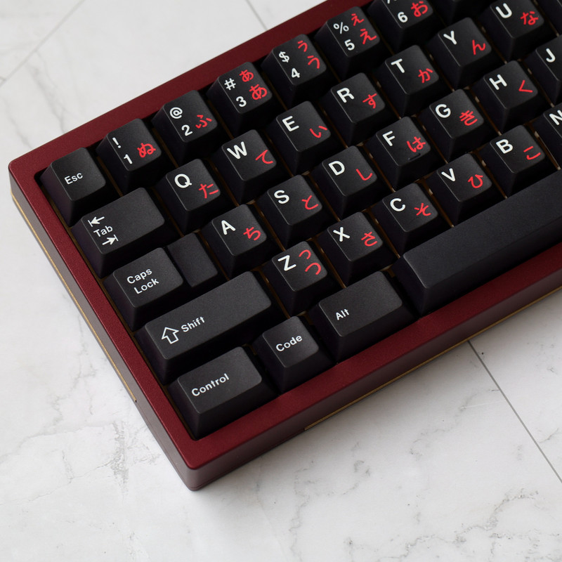 Jkdk Wob Black and Red Japanese and Russian Pbt Dye-Sublimation Original 68 75 87 Customized Mechanical Keyboard Keycaps