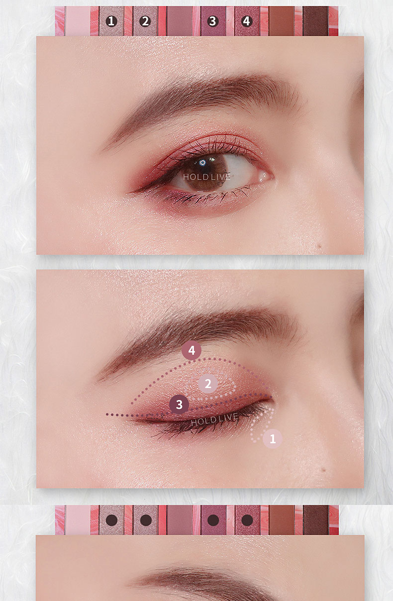 GIÀY TRỰC TIẾP Sôcôla Rose Hộp trang điểm cổ tích nổi bật Red Pearl Matte Eye Shadow Ba trong một phấn đánh khối