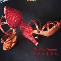 Hong Kong Quality Dance Shoes Cone Heel with four knots Latin womens shoes rayrose with custom Gardrill