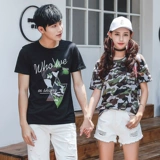 Парная одежда для влюбленных, летняя одежда, камуфляжная футболка с коротким рукавом для школьников, 2019, в корейском стиле, свободный крой