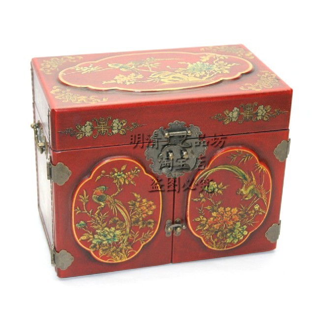 Wedding Mirror Box Antique first decorated box Wedding Qing Gift Retro Dresden box Ancient Dress Photography Props Multifunction first Accessories Box