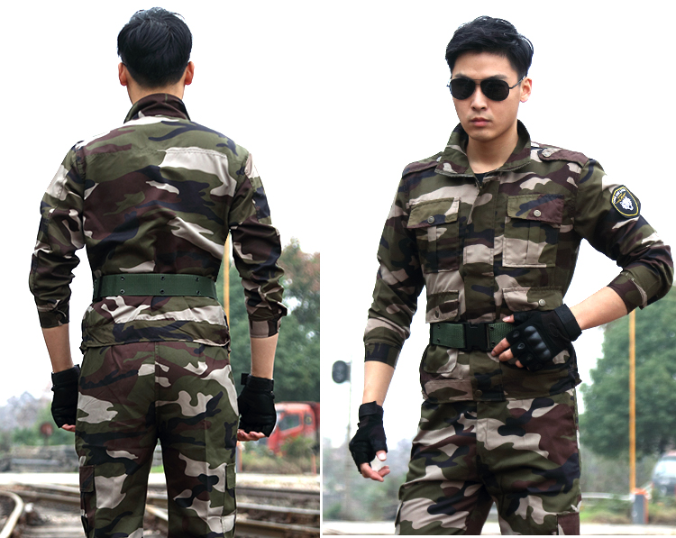 Đồng phục quân đội ngụy trang phù hợp nam nữ mùa xuân và mùa thu lực lượng đặc biệt đào tạo dịch vụ chiến đấu bảo hiểm lao động bảo hiểm mặc quần áo làm việc - Những người đam mê quân sự hàng may mặc / sản phẩm quạt quân đội giày da quân đội