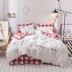 ins giường ròng đỏ giường bedspread khăn trải giường váy denim bông chăn bông đặt phần giường 1.8m chúa gió - Váy Petti Váy Petti