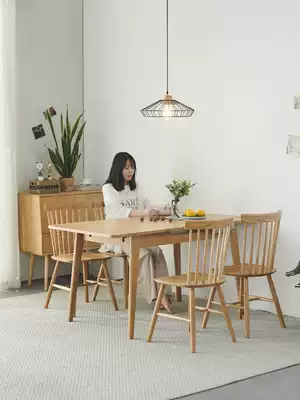 Nordic solid wood dining table telescopic oak chair Rectangular modern simple small apartment foldable home dining table combination