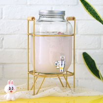 Buffet dessert table drink bucket with faucet drink bucket glass juice jar with black iron shelf wine bottle