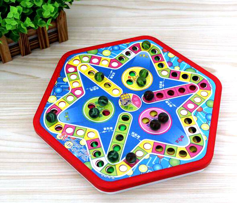 Китайские шашки 80后怀旧玻璃珠子跳跳棋七合一多功能棋儿童亲子益智桌游互动玩具 Other