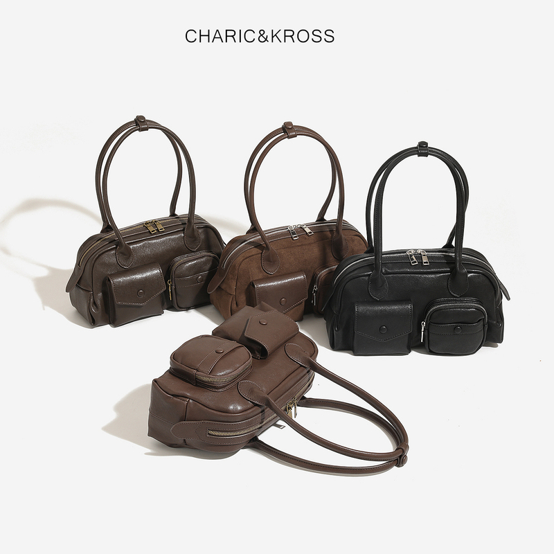 Charic&Kross Boston Bag Bowling Bag Women's 2025 Maillard High-End Underarm Bag Shoulder Bag Women Charic&Kross Boston Bag Bowling Bag Women's 2025 Maillard High-End Underarm Bag Shoulder Bag Women