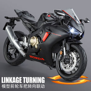 Authentic 1:9 Scale Cbr1000 Motorcycle Simulation Alloy Model with Sound and Light, Pull-Back Action, Shock Absorbers, Children's Toy Display Piece