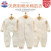 Quần áo thủy triều cho bé, quần áo mùa thu, cotton cho bé, mùa thu và mùa đông, bé trai, dày, sơ sinh, ấm áp, quần áo một mảnh, chần - Áo liền quần