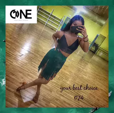 SOFTCHEN ONE dance clothes Latin dance adult female new dark green gray slit tassel skirt W074