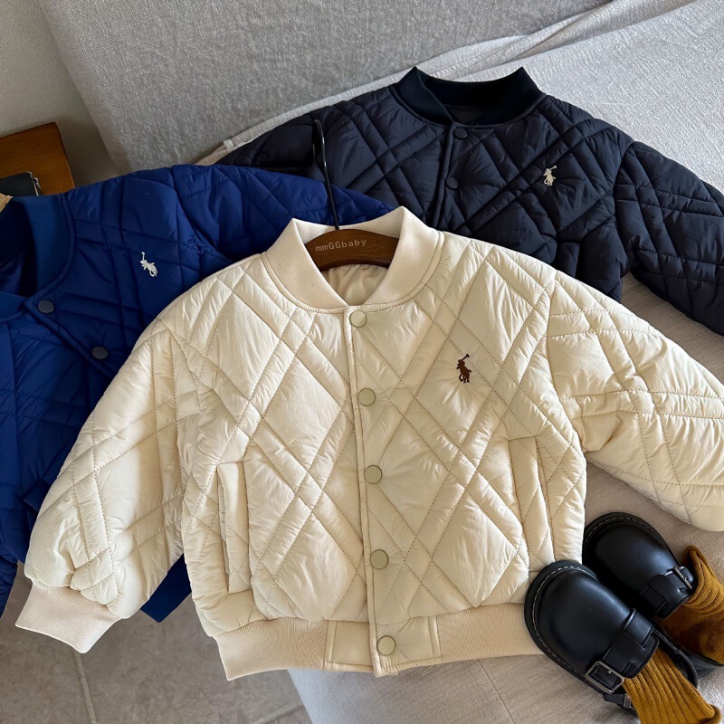 Children's Thickened Cotton Jacket, Boys' Winter Style, Stylish Baseball Jacket for Babies, Outerwear for Girls, Warm Cotton-Padded Jacket with Cotton Lining