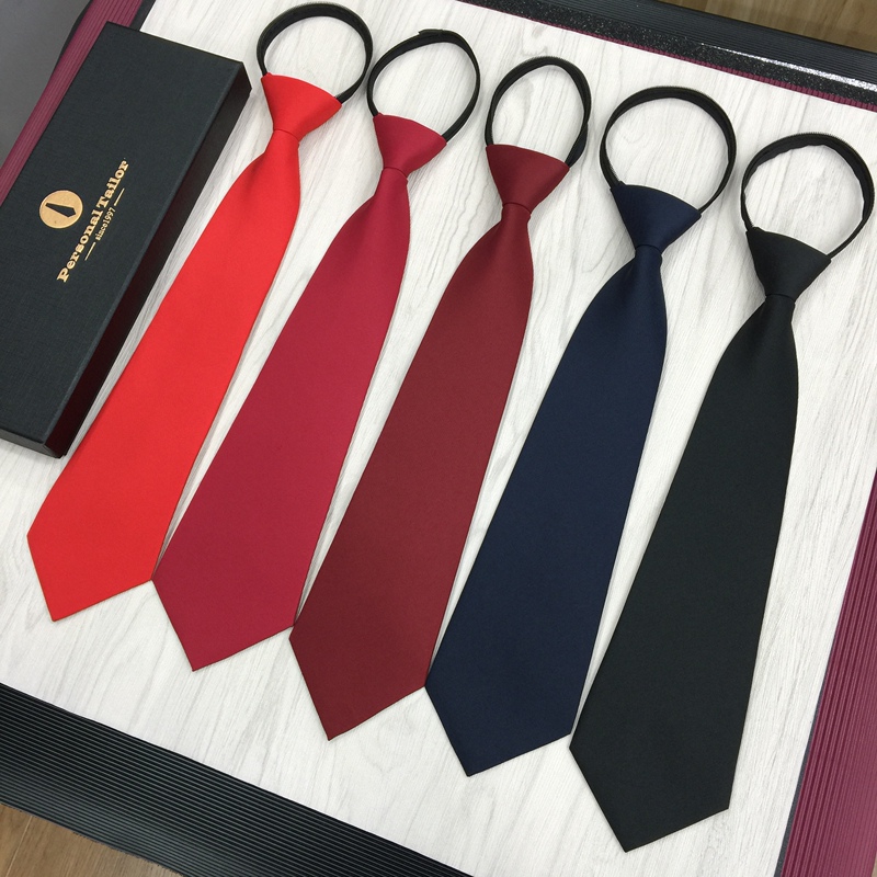 Unisex Zipper Tie, No Need to Tie, Solid Black, Dark Blue, Navy Blue, Burgundy, Red, Professional Formal Wear, Performance Event