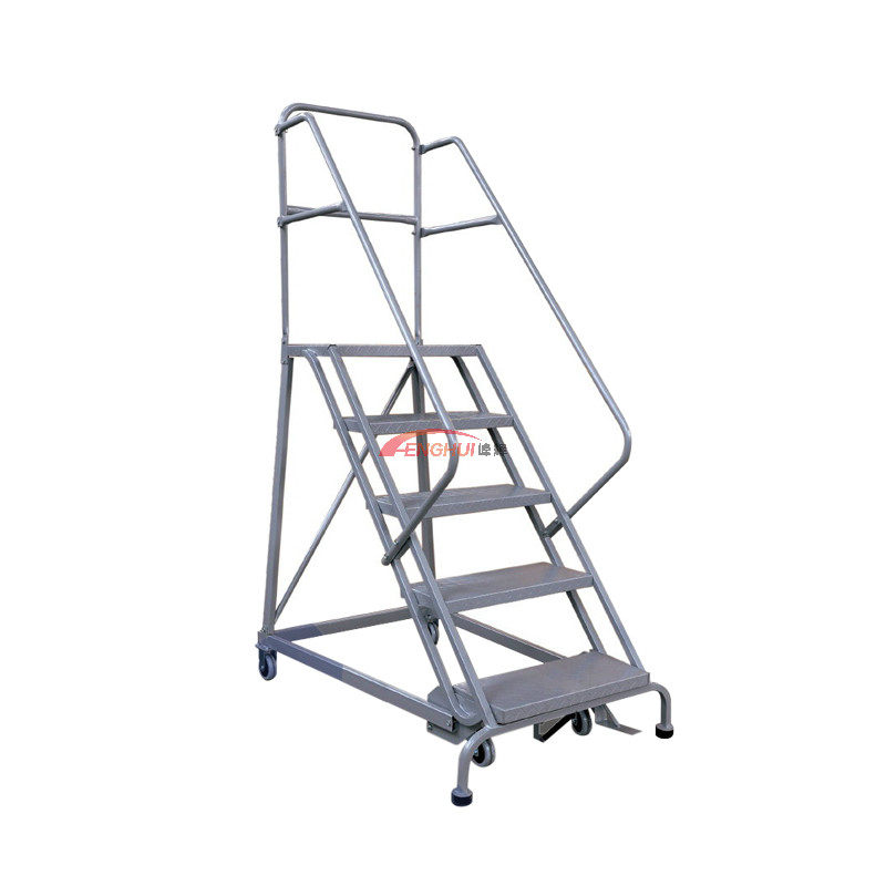 Climbing ladder mobile platform ladder supermarket freight elevator warehouse tally warehouse ladder warehouse shelf aluminum alloy ladder mobile ladder