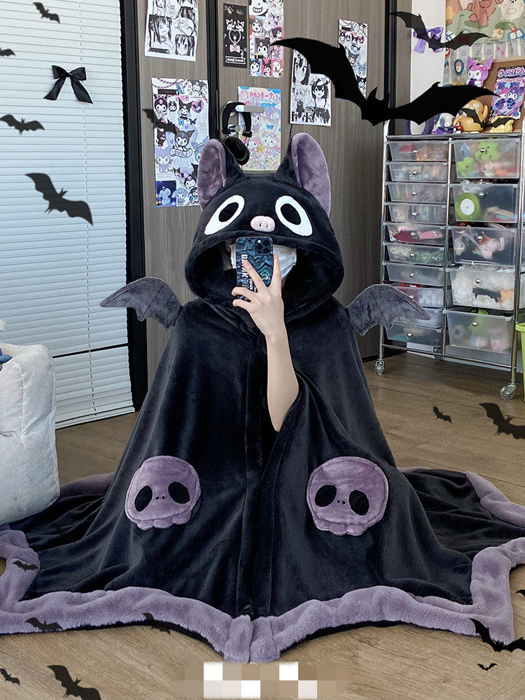 Luna Little Bat Student Lunch Break Blanket Summer Office Air Conditioning Shawl Cape Hooded Cute