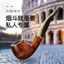 Heather wood tobacco pipe tobacco special solid wood horn handmade old-fashioned traditional filter accessories mens dry tobacco pot