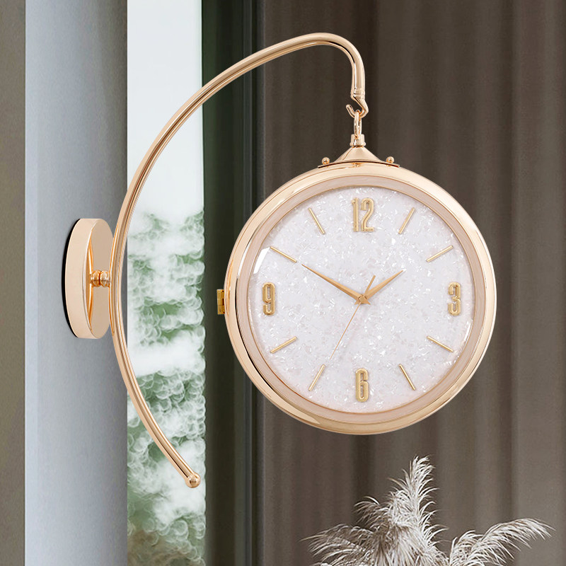 Modern light extravagant minimalist Decorative Watch Creativity Muted bifacial hanging clock Living room Home European Atmospheric Clock Hanging Wall-Taobao