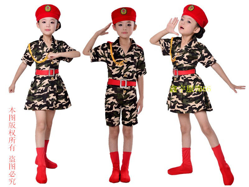 61 children camouflaved to serve kindergarten men and women brave little soldier dolls choreography dance art performance suit