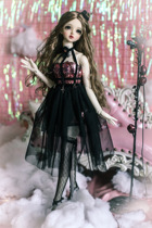 (Yu Yu Sauce) BJD SD10 16 Girls MSD Dolls Dress Sequined Gauze Dress *Black Shiny Bright*