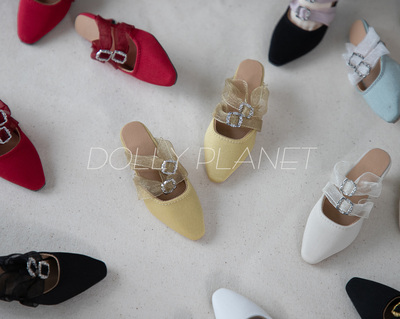 taobao agent DollyPlanet BJD fine heels paddy shoes vintage elegant low -heeled shoe mesh melonum semi -slippers half slippers