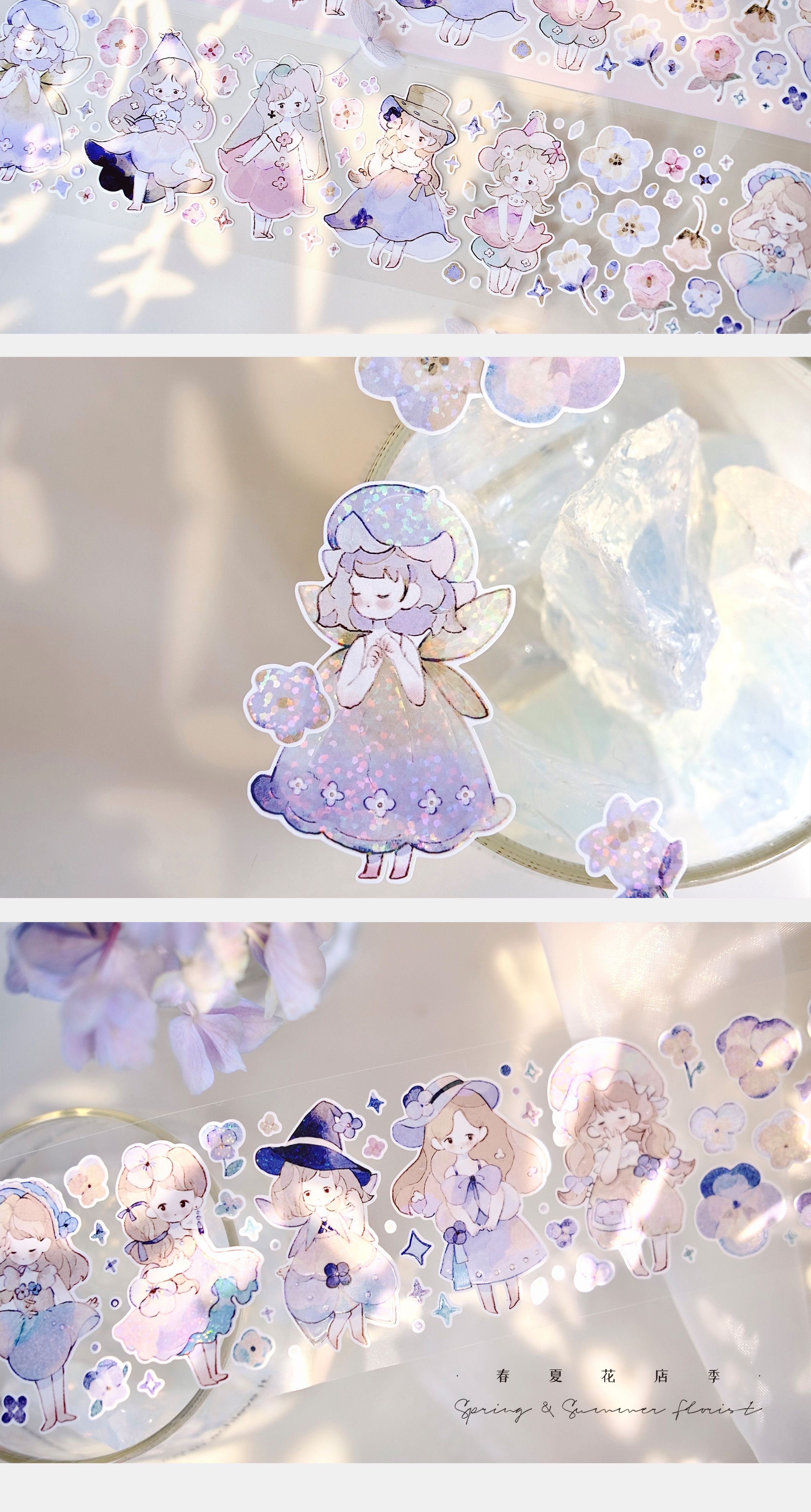 【預售】Vol4 小花仙 雀斑茶新品原創模切貼紙卷 - 膠紙/膠帶/紙膠帶 - 紙 粉紅色