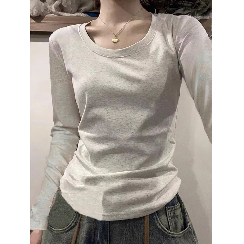American-Style Autumn Long-Sleeve T-Shirt for Women, 2026 New Style, Slim Fit, Regular Shoulder, Autumn and Winter Slimming Base Shirt