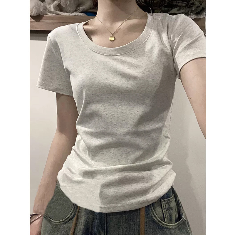 American-Style Regular Shoulder Short-Sleeve T-Shirt for Women, 2026 New Summer Style, Short, Tight-Fitting, Slim-Fitting Top with a Unique Design